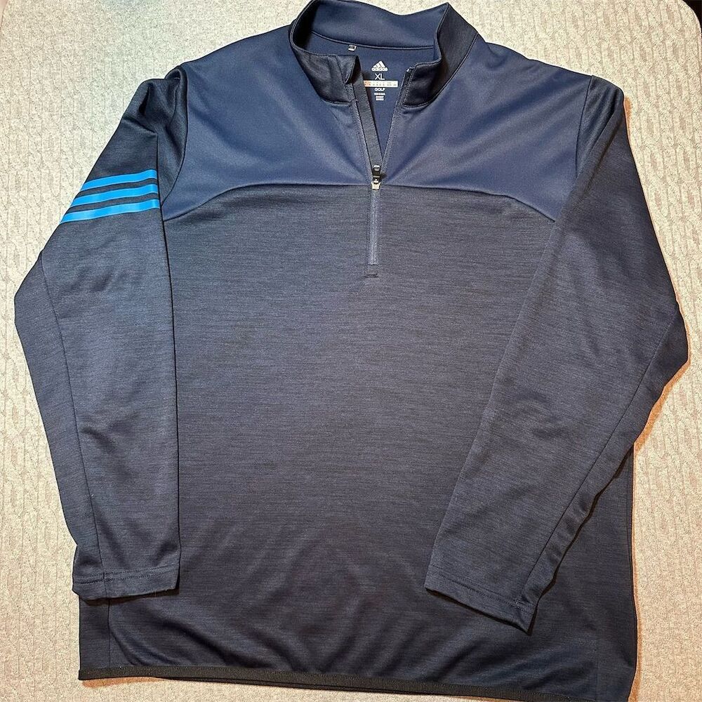 Adidas Men's XL Blue Golf Pullover Long Sleeve Collared Zip
